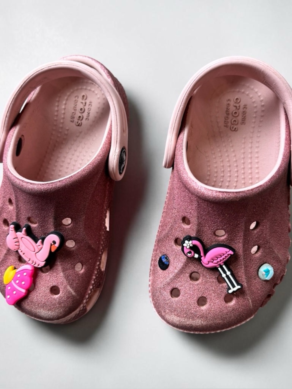 Crocs Toddler Classic Glitter Clogs Pink Flamingo Size 7C